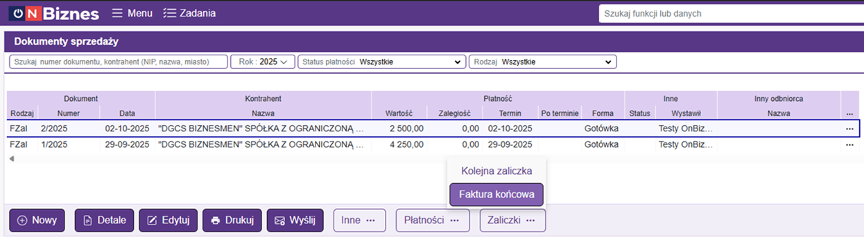 Dokumenty sprzedaży 