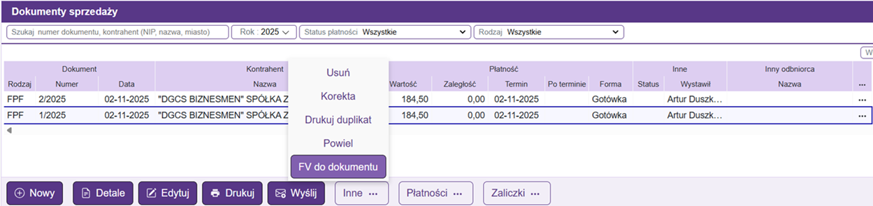 Dokumenty sprzedaży 