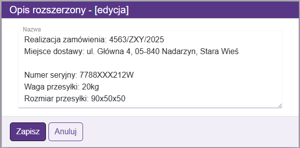 Edytuj opis skrócony