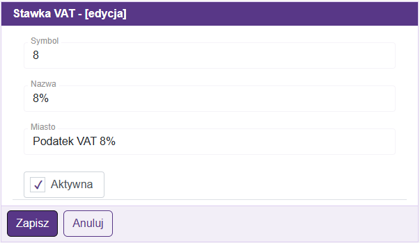 Edytuj VAT