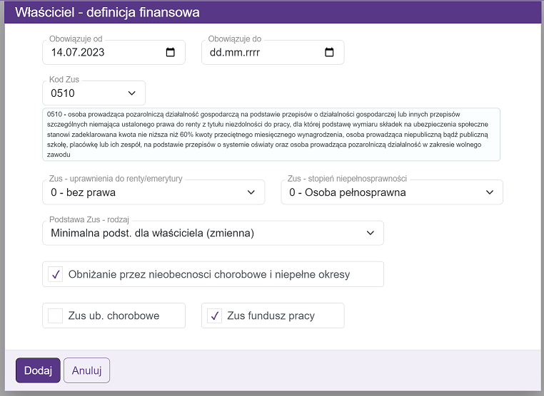 Okno - Przedsiębiorcy - definicja ZUS
