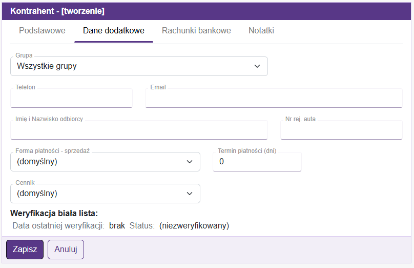 Kontrahent dodatkowe