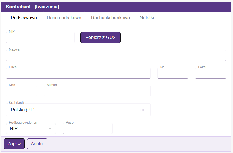 Kontrahent podstawowe