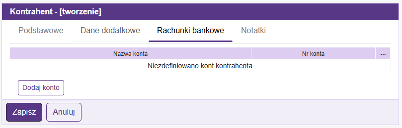 Kontrahent rachunek
