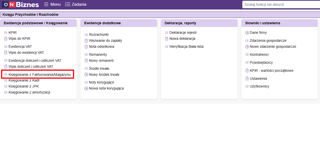 Księgowanie z Magazynu