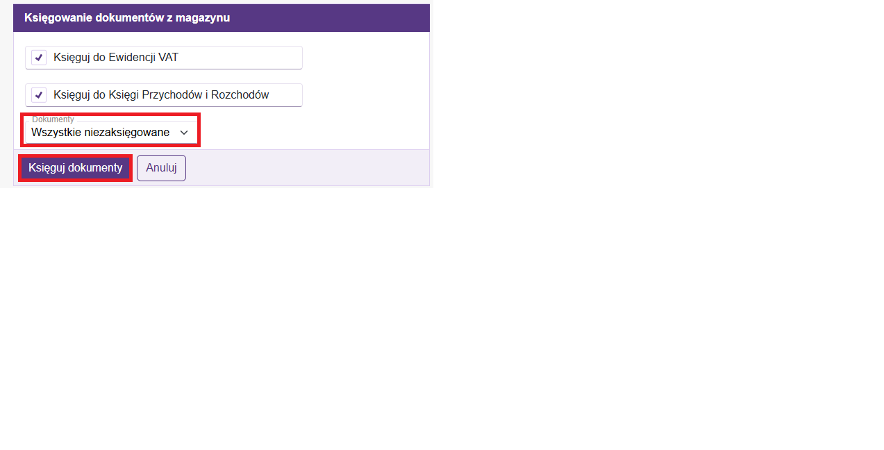 Księgowanie z Magazynu