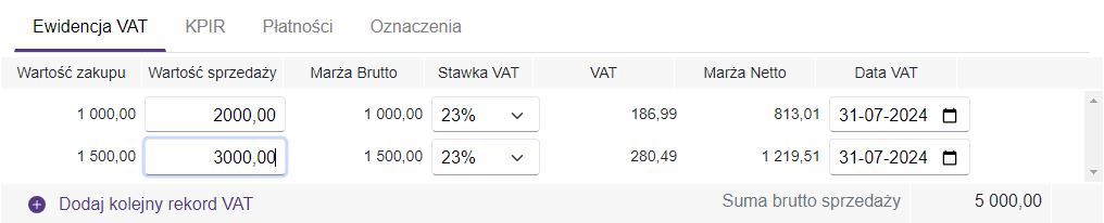 Zakup rozliczany marżą