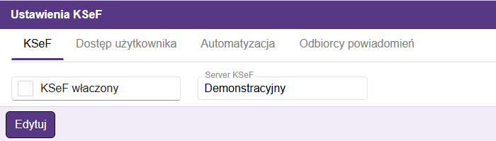 Ustawienia KSeF
